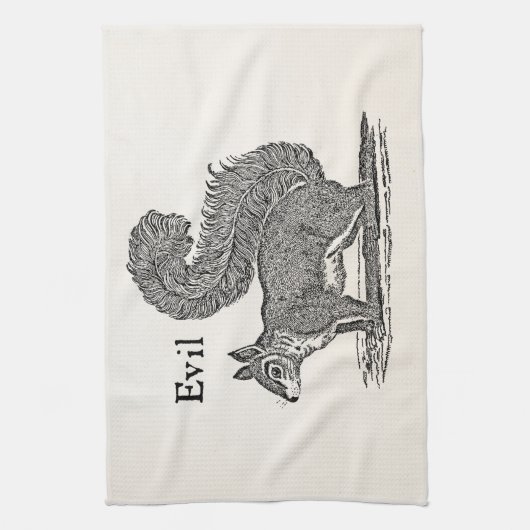  1800s Evil Squirrel Illustratie Theedoek (Verticaal)