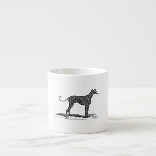  1800s Greyhound Dog Illustration - Honden Espresso Kop (Voorkant)