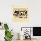  1800s Grote Nederlandse Koe Retro Koeien Geel Poster (Thuiskantoor)