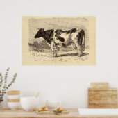  1800s Grote Nederlandse Koe Retro Koeien Geel Poster (Keuken)