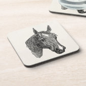  1800s Horse Head Illustration Retro Horses Onderzetter (Linkerzijde)