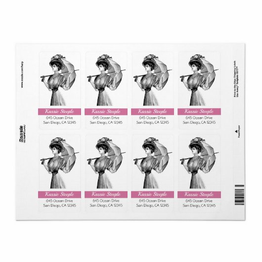 1800s Kunst Vrouw met paraplu Etiket (Full Sheet)