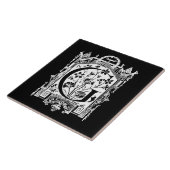  1800s Letter G Monogram Illustratie Tegeltje (Zijkant)