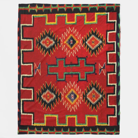 1800'S NAVAJO INDIAN HORSE ZADELDEKEN HERDRUK FLEECE DEKEN (Voorkant)