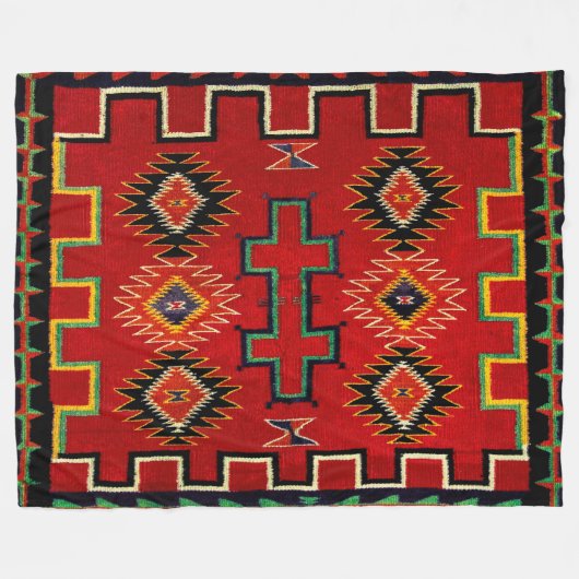 1800'S NAVAJO INDIAN HORSE ZADELDEKEN HERDRUK FLEECE DEKEN (Voorkant (Horizontaal))