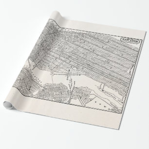  1800s New York City Brooklyn Map NYC Kaarten Cadeaupapier