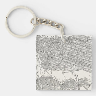  1800s New York City Brooklyn Map NYC Kaarten Sleutelhanger
