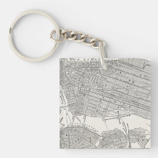  1800s New York City Brooklyn Map NYC Kaarten Sleutelhanger (voorkant)