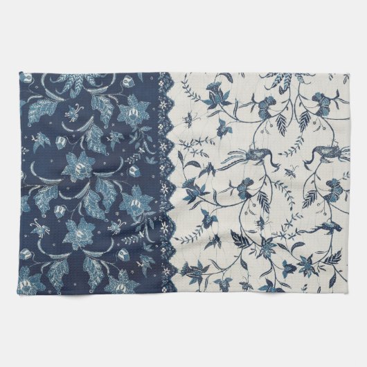  1800's Patroonblauw en wit Theedoek (Horizontaal)