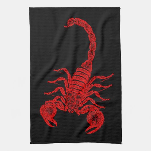  1800s Scorpion Illustration Red Scorpions Theedoek (Verticaal)
