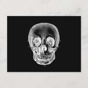 1800s Skull Retro Anatomical Black White Briefkaart