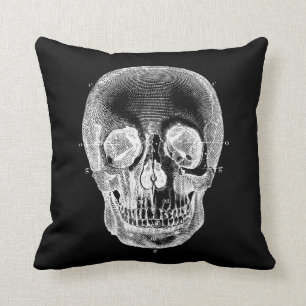1800s Skull Retro Anatomical Black White Kussen