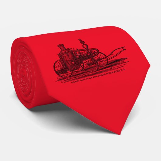 1800s Steam Fire Engine Red Fire Truck Stropdas (Opgerold)