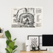  1800s Tower of London Antiek Map England Poster (Thuiskantoor)