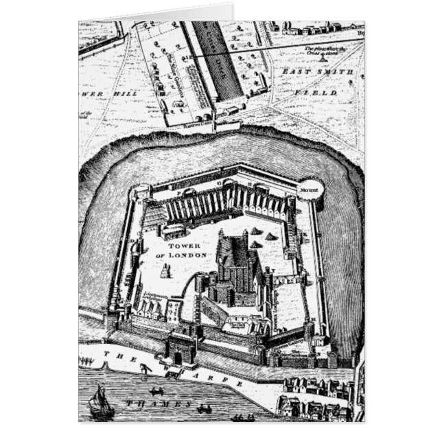  1800s Tower of London Retro Map England (Voorkant)