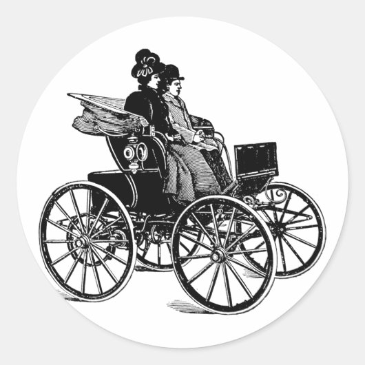 1800s Victoriaans man wagon art Ronde Sticker (Voorkant)