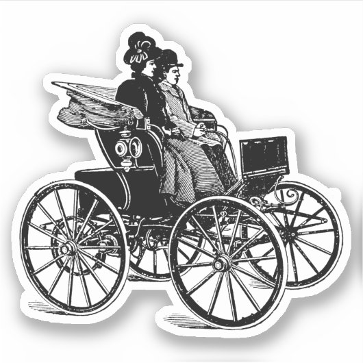 1800s Victoriaans man wagon art Sticker (Voorkant)