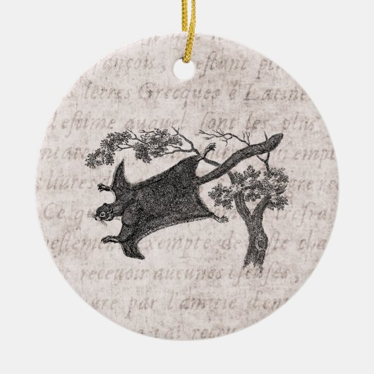  1800s vliegende eekhoorn - suikerzweefvliegtuig keramisch ornament (Voorkant)