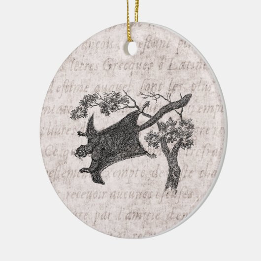  1800s vliegende eekhoorn - suikerzweefvliegtuig keramisch ornament (Links)