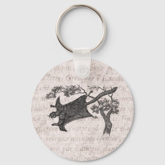 1800s vliegende eekhoorn - suikerzweefvliegtuig sleutelhanger (Voorkant)
