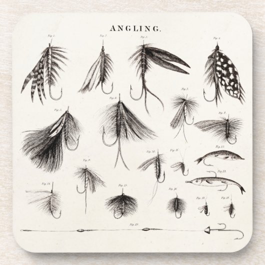  1800s Vliegende hengels Bier Onderzetter (Voorkant)