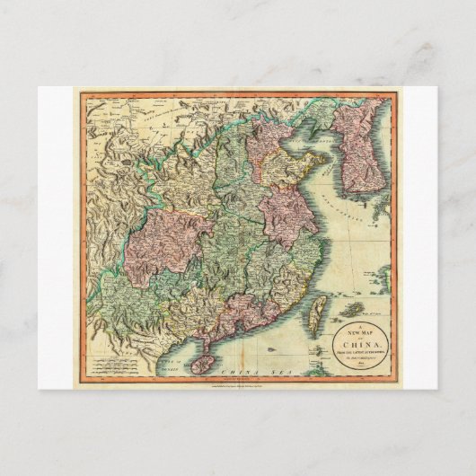 1801 John Cary Map of China and Korea Briefkaart (Voorkant)