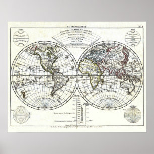 1806 Atlas Map: La Mappemonde door Eustache Hériss Poster