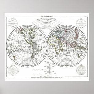 1806 Atlas Map: La Mappemonde door Eustache Hériss Poster