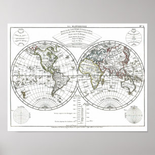1806 Atlas Map: La Mappemonde door Eustache Hériss Poster