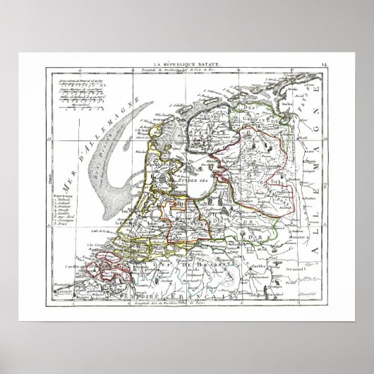 1806 Map - La Republique Batave Poster (Voorkant)