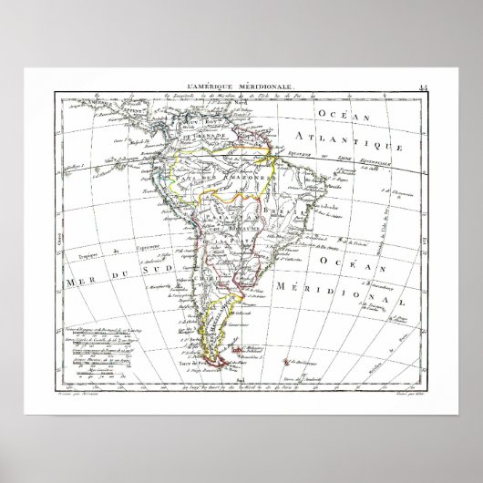 1806 Map - L'Amérique Méridionale Poster (Voorkant)