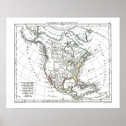 1806 Map - L'Amérique Septentrionale Poster (Voorkant)