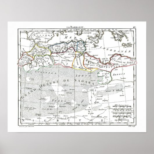 1806 Map - L'Barbarie Poster (Voorkant)