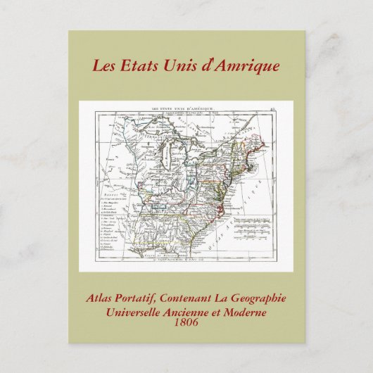 1806 Map - Les Etats Unis d'Amrique Briefkaart (Voorkant)