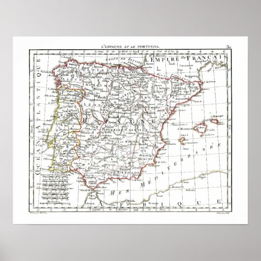 1806 Map - L'Espagne et le Portugal Poster (Voorkant)