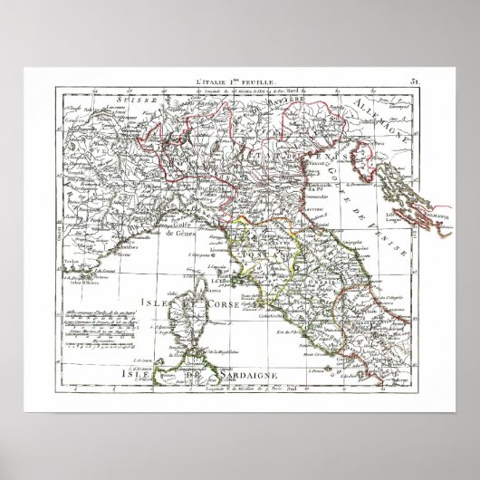 1806 Map - L'Italie 1ere Feuille Poster (Voorkant)