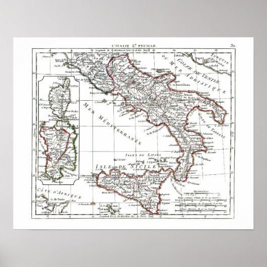 1806 Map - L'Italie 2e Feuille Poster (Voorkant)