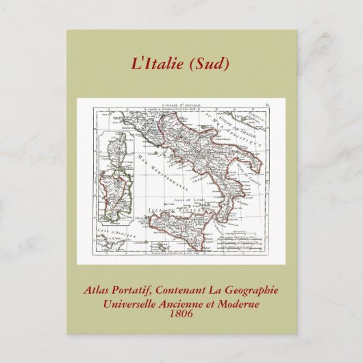1806 Map - L'Italie (Sud) Briefkaart (Voorkant)