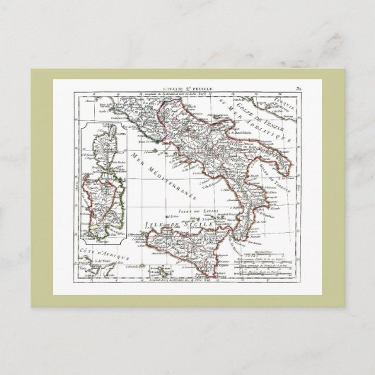 1806 Map - L'Italie (Sud) Briefkaart (Voorkant)