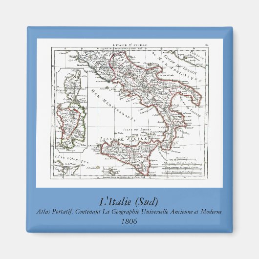 1806 Map - L'Italie (Sud) Magneet (Voorkant)