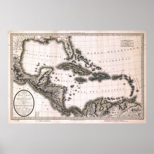 1806 West Indies and Gulf Map Poster (Voorkant)