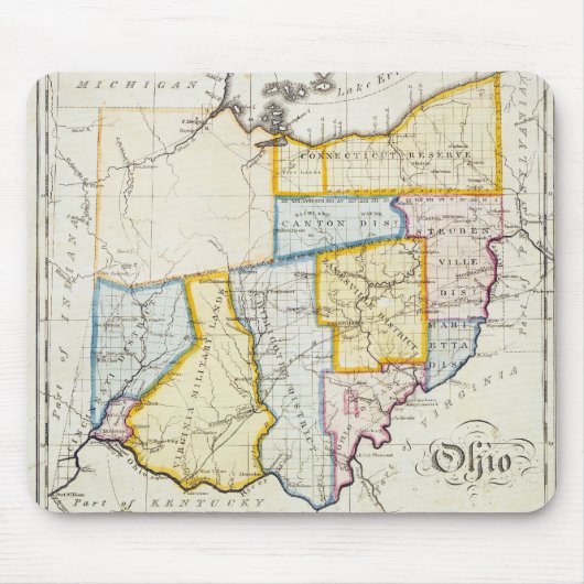 1812 Ohio Map Mousepad Muismat (Voorkant)