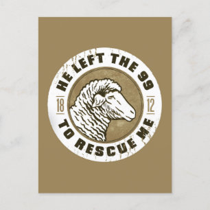 1812 Sheep Hij verliet de schapen om me te redden Briefkaart