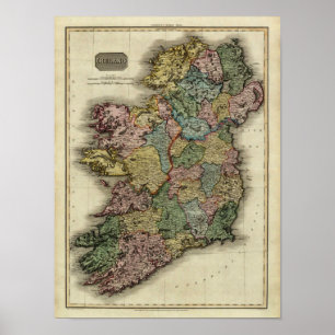 1813 Ireland Map van John Pinkerton Poster