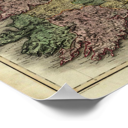 1813 Ireland Map van John Pinkerton Poster (Hoek)