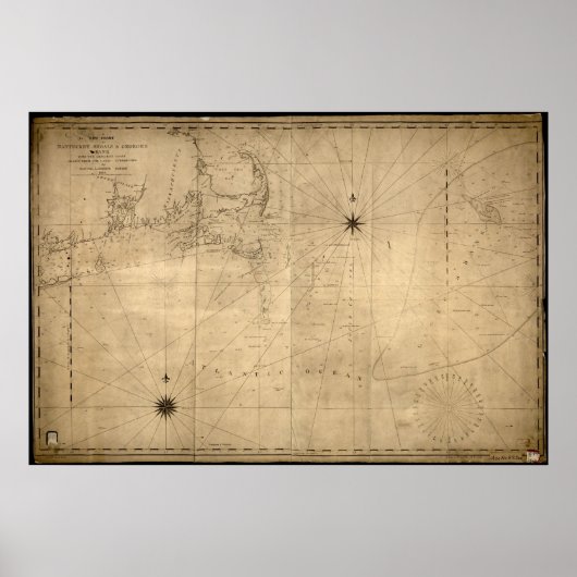 1813 Map of Nantucket Shoals & George's Bank, MA Poster (Voorkant)
