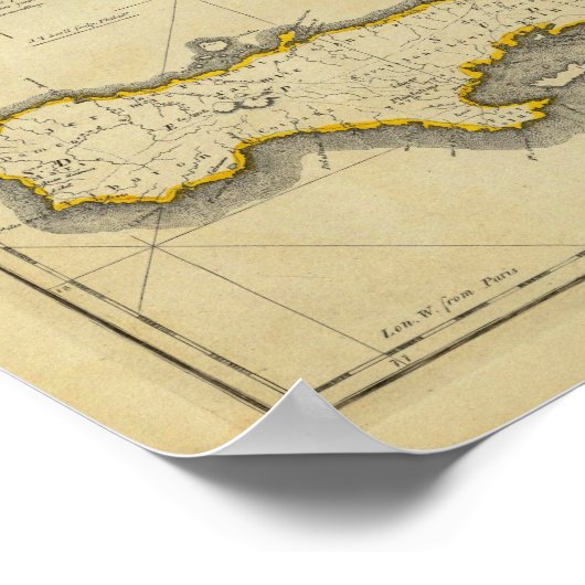 1814 Haïti-kaart van Mathew Carey Poster (Hoek)