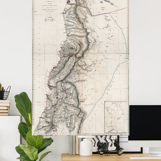 1814 Heilige Land Map Poster (Thuiskantoor)