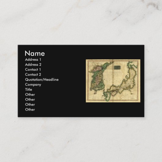 1815 Kaart van Korea en Japan Visitekaartje (Voorkant)