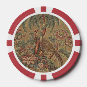 1815  vogelboom bloemenpatroon poker chips